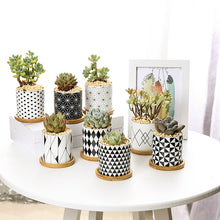 Load image into Gallery viewer, Modern Geometric Pattern Ceramics Flower Pot  for Succulent Plant Nordic Style Planter Pot Home Garden Office Decoration